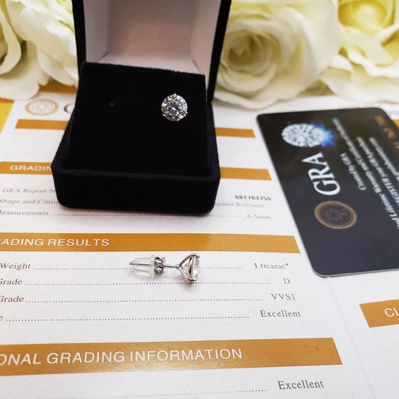 2 Carats Moissanite Stud Earrings- Ideal Gift For Her - Picture 4 of 6